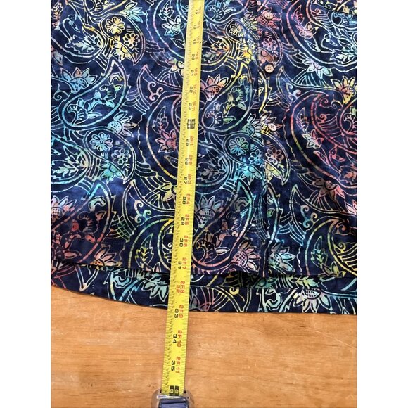 R-options Mens Blue and Green Batik Pattern Button Down Shirt Size XL - Picture 7 of 9